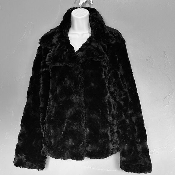 Womens Faux Fur Coat Size XL Black Mob Wife Indie Sleaze Glam Whimsigoth Capsule - Picture 1 of 11